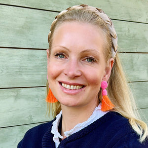 Knallige Perlen-QuastenOhrringe in Rosa und Orange