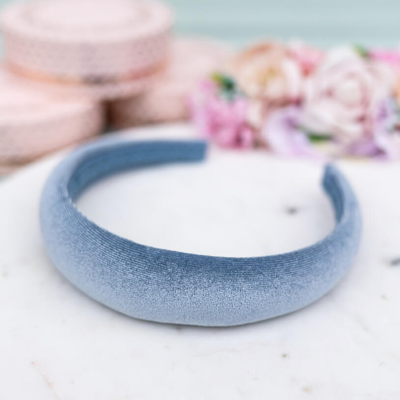 Glatter Samt-Haarreif in Hellblau
