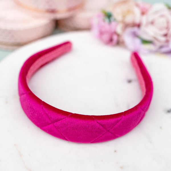 Gesteppter Samt-Haarreif in Pink