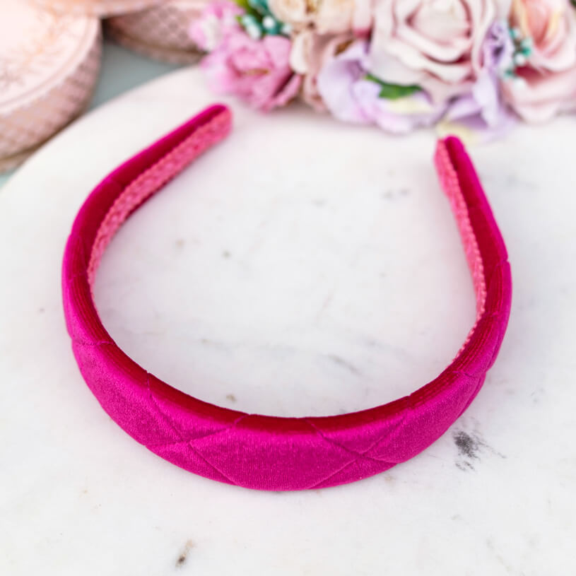 Gesteppter Samt-Haarreif in Pink