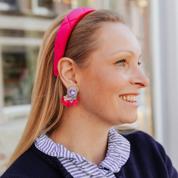 Gesteppter Samt-Haarreif in Pink