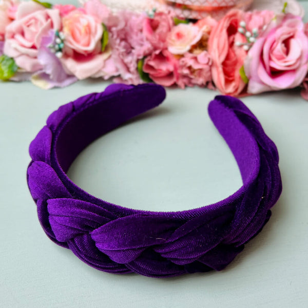 Breiter geflochtener Samt-Haarreif in Violett