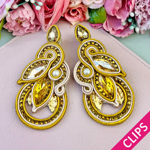 Individuelle Soutache-Ohrclips in Gold