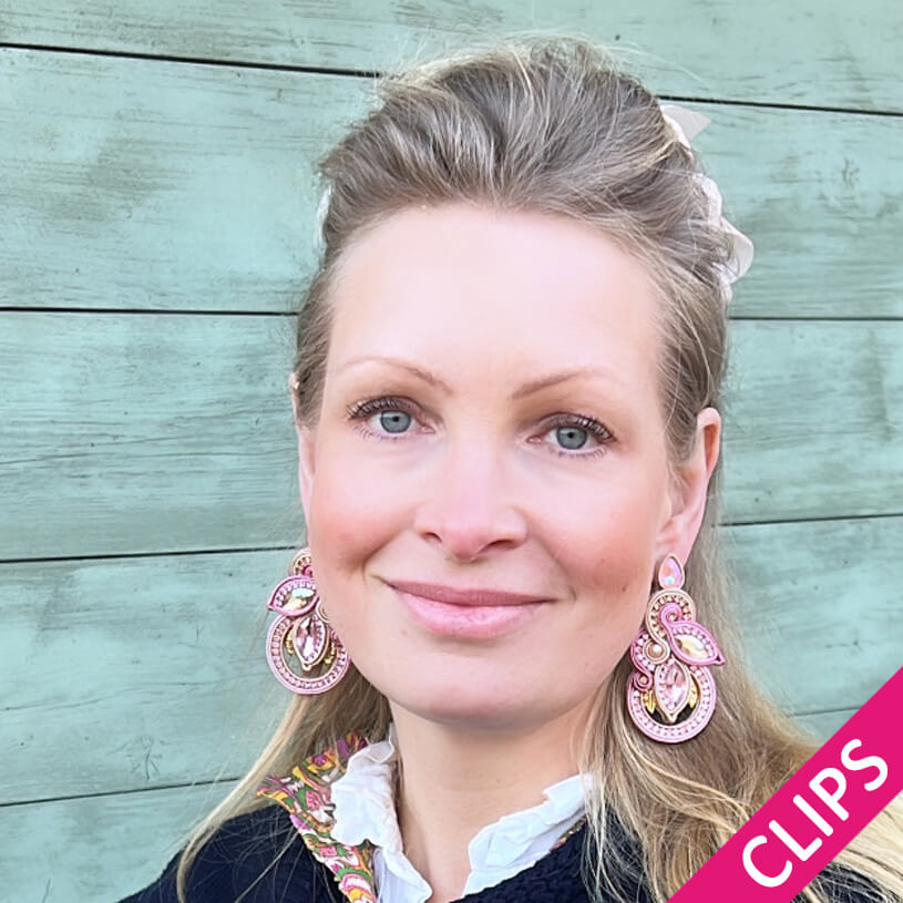 Individuelle Soutache-Ohrclips in Rosa, Pink und Gold