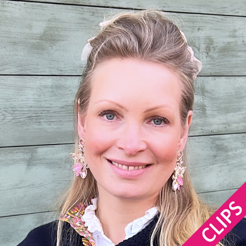 Extravagante Soutache-Ohrclips in Rosa und zartem Gold