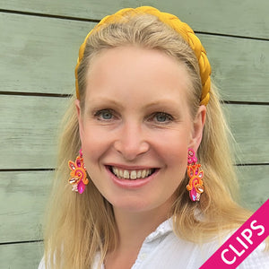 Extravagante Soutache-Ohrclips in Orange und Pink