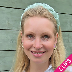 Schöne Soutache-Ohrclips in Rosa und Champagner