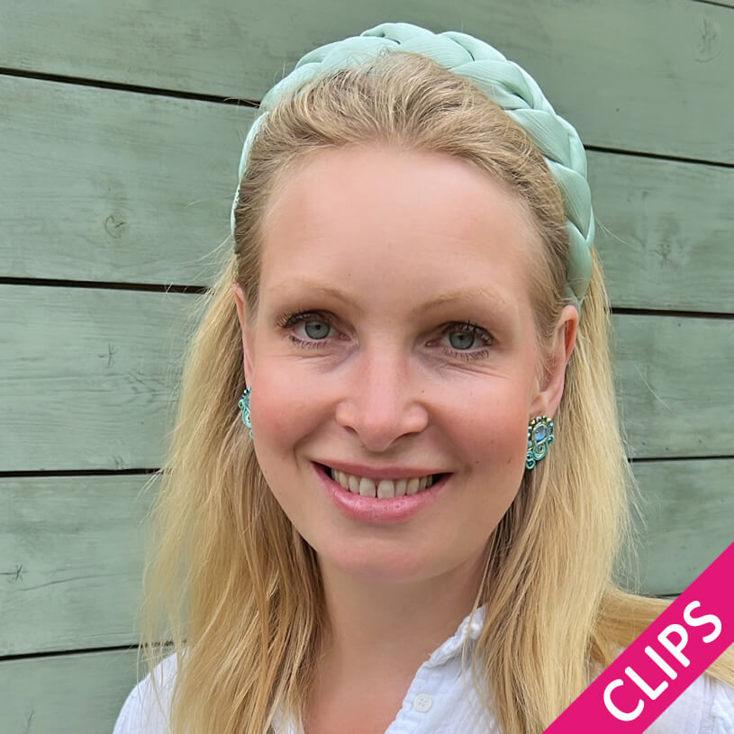 Schöne Soutache-Ohrclips in Türkis