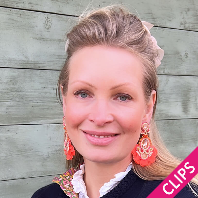 Außergewöhnliche Soutache-Ohrclips in Orangetönen