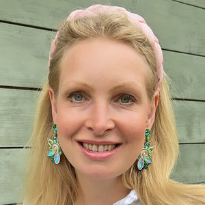 Extravagante Soutache-Ohrringe in Grüntönen