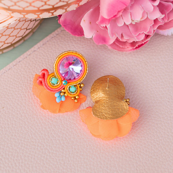 Kleine Soutache-Ohrringe in leuchtendem Orange