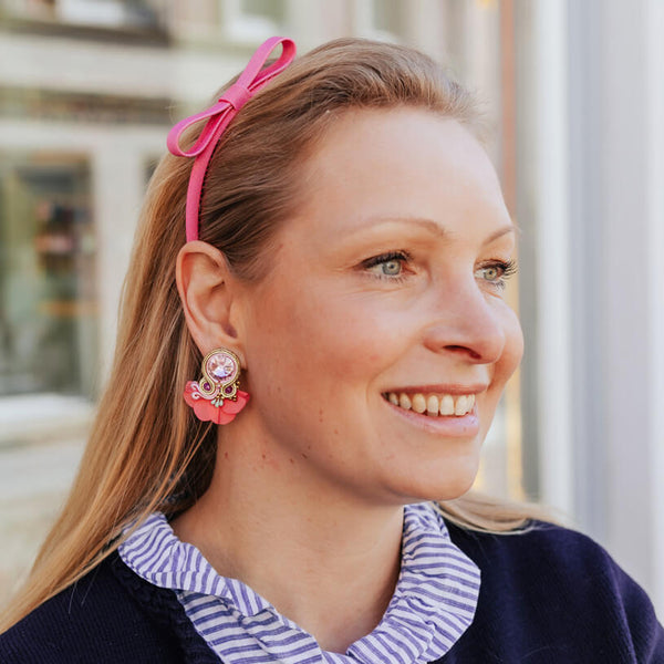 Kleine Soutache-Ohrringe in Rosa