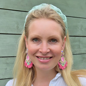 Außergewöhnliche Soutache-Ohrringe in Rosa