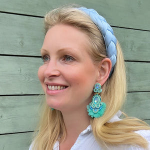 Außergewöhnliche Soutache-Ohrringe in Türkis