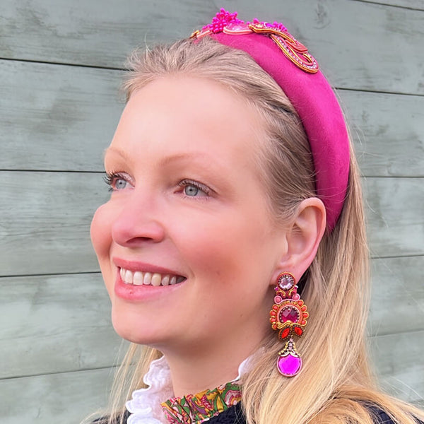 Raffinierte Soutache-Ohrringe in Pink, Rot und Orange