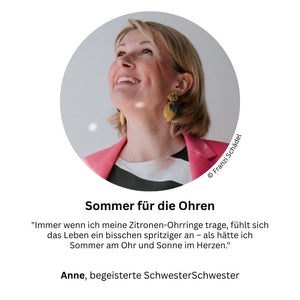 Auffällige Soutacheohrringe als Zitrone