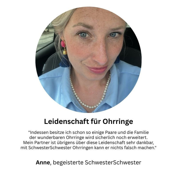 Quasten Ohrringe als Ohrstecker in Pink mit dunkelblauer Quaste von AmuseToi