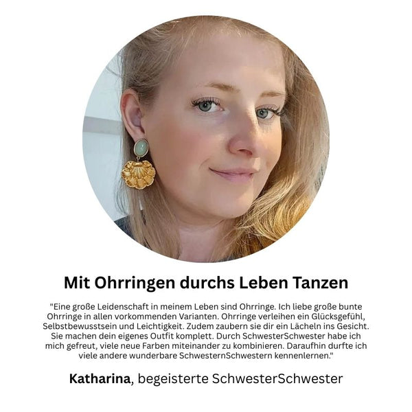 Vergoldete Ohrstecker in Jadegrün mit vergoldetem Muschelornament von AmuseToi