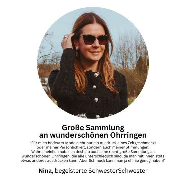 Perlmuttfarbener Ohrstecker mit champagnerfarbenem Glitzer-Tropfen von AmuseToi