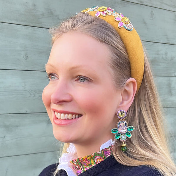 Stilvolle Soutache-Ohrringe in Grün, Türkis und Flieder