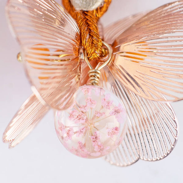 Stylische SoutacheOhrringe mit Blüten in Orange, Pink und Roségold