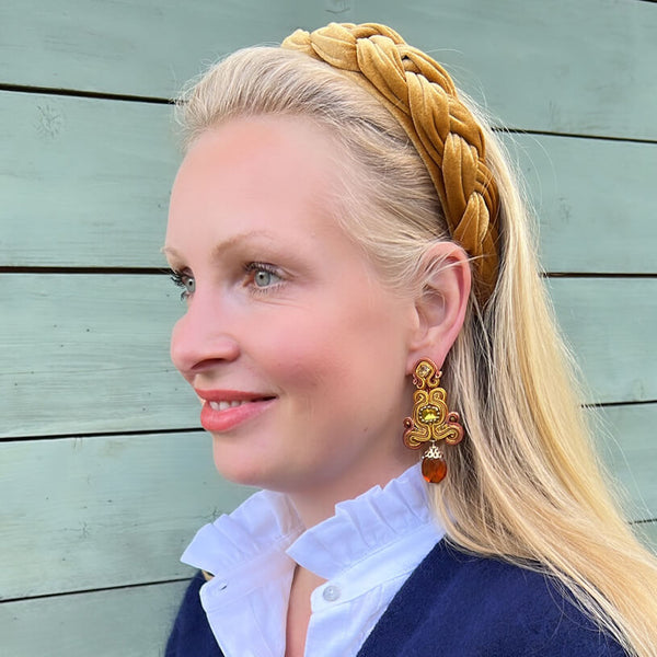 Wunderschöne Soutache-Ohrringe in Gold, Bronze und Braun