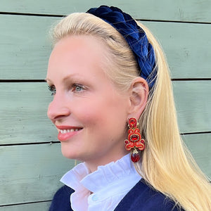 Wunderschöne Soutache-Ohrringe in Rot und Gold