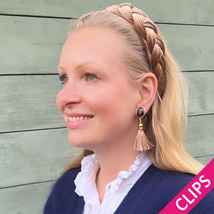 Vergoldeter Ohrclips in Schildpattfarben mit schöner Quaste in Beige AmuseToi