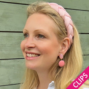 Rosafarbene Ohrclips mit pinkem Anhänger in Rochenhautoptik