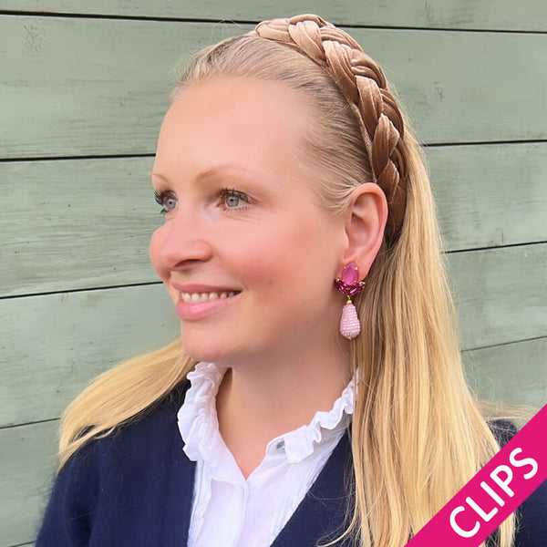 Funkelnde Ohrclips in Pink mit rosafarbenen Glitzertropfen von AmuseToi