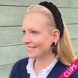 Funkelnde Ohrclips in Schwarz mit glitzernden Tropfen von AmuseToi