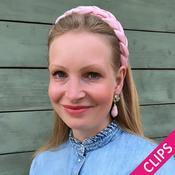 Funkelnde Ohrclips in Rosa und Grün mit glitzernden Tropfen