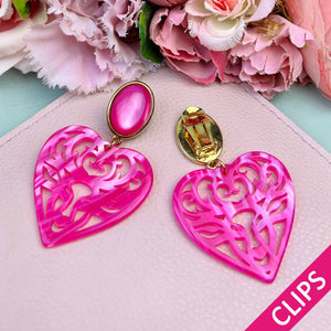 Pinke Hirsch-Ohrclips mit Herz-Ornament von AmuseToi