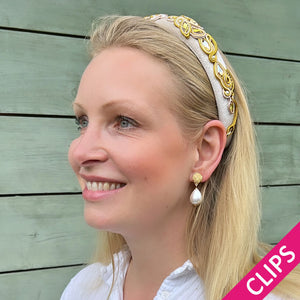 Vergoldete Knoten-Ohrclips mit leichtem Baumwolltropfen