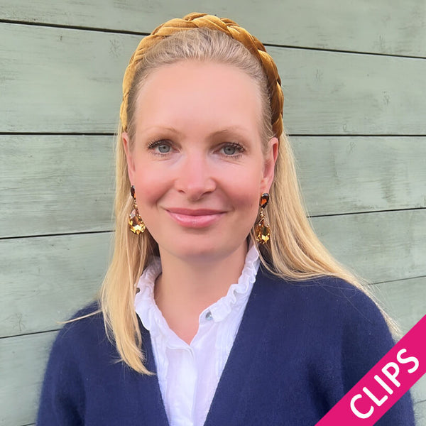 Funkelnde Ohrclips mit Glas-Kristallen in Braun und Champagner