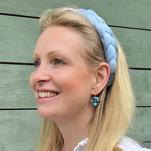 Funkelnde Ohrhänger mit Glas-Kristallen in Blau