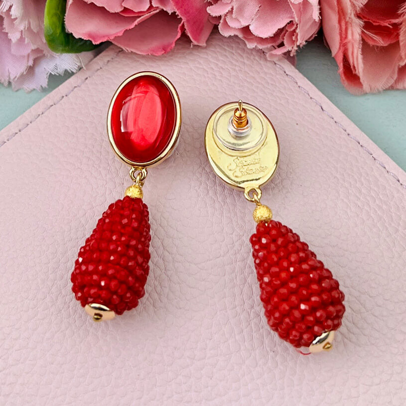 Rote Ohrringe mit glitzerndem Tropfen von AmuseToi