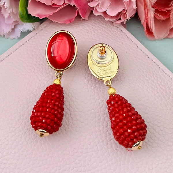 Rote Ohrringe mit glitzerndem Tropfen von AmuseToi