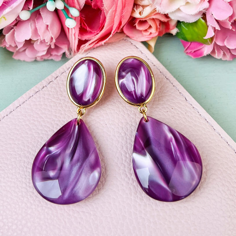 Violette Ohrringe mit Tropfen von AmuseToi