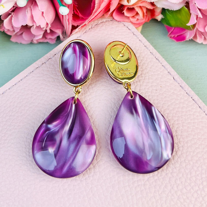 Violette Ohrringe mit Tropfen von AmuseToi