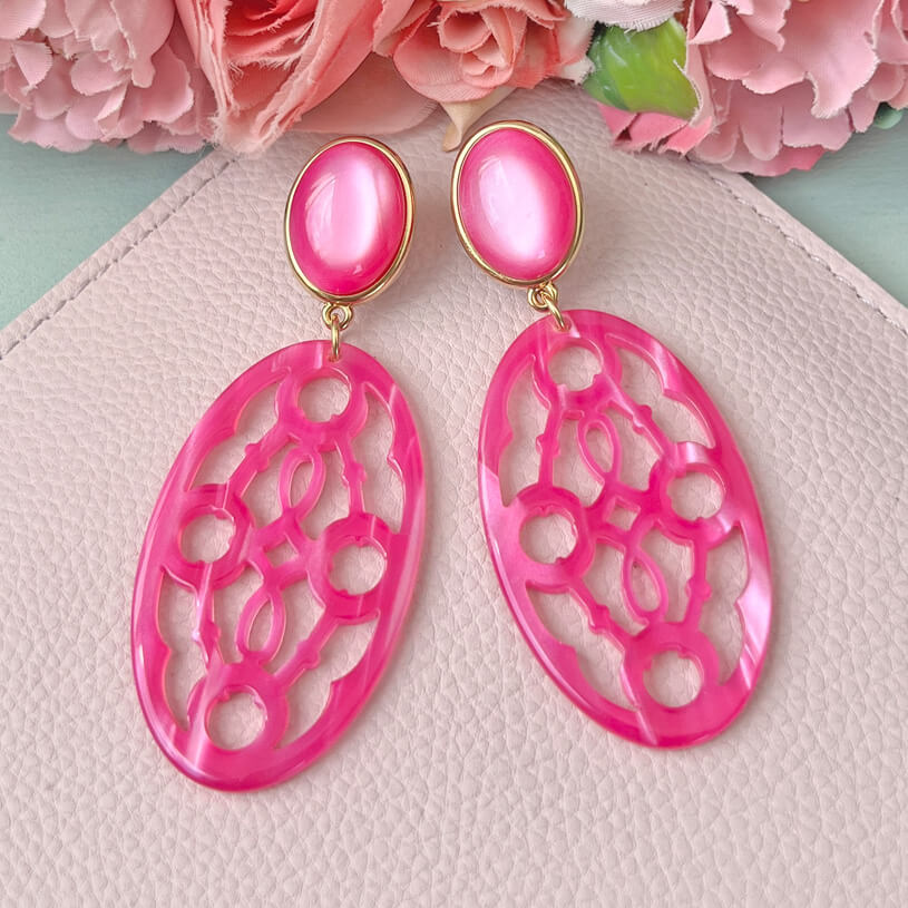 Pinke Trensen-Ohrringe mit Oval von AmuseToi