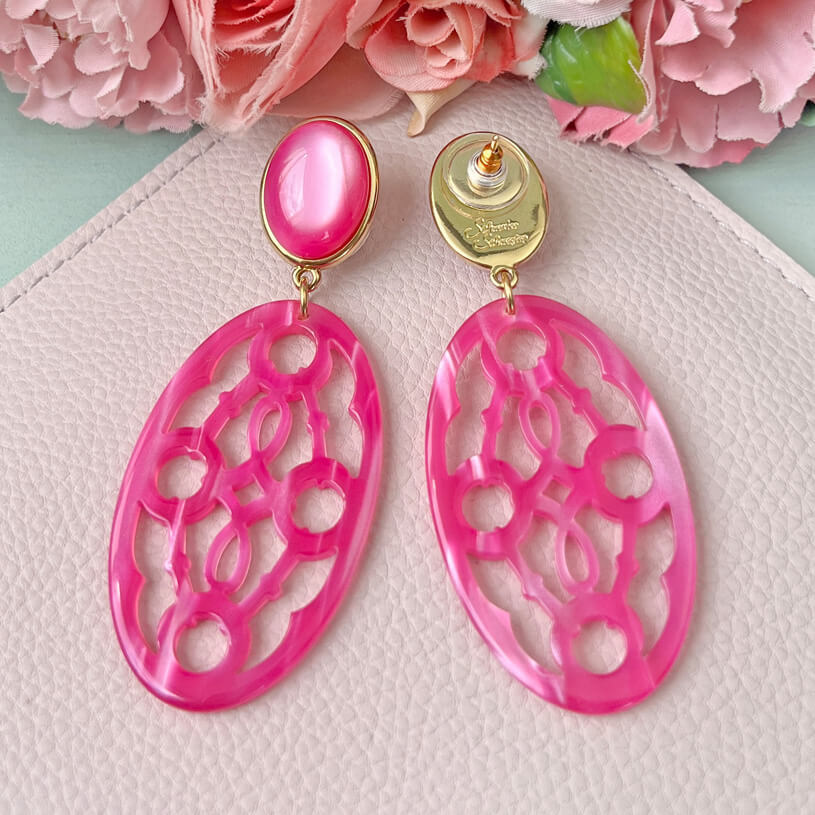 Pinke Trensen-Ohrringe mit Oval von AmuseToi
