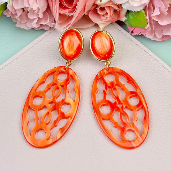 Orange Trensen-Ohrringe mit Oval von AmuseToi