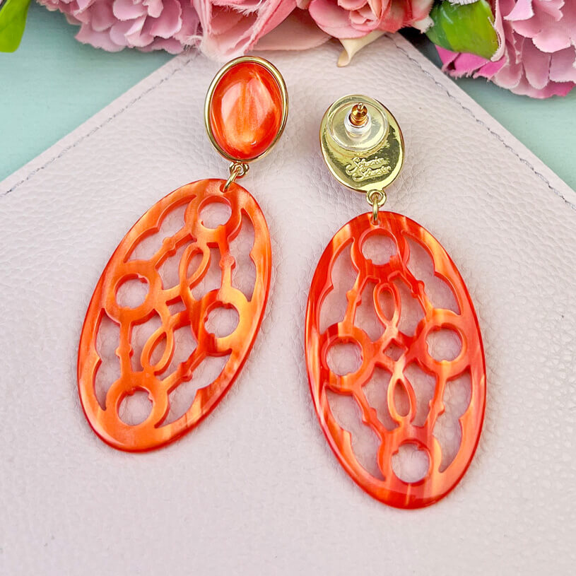 Orange Trensen-Ohrringe mit Oval von AmuseToi