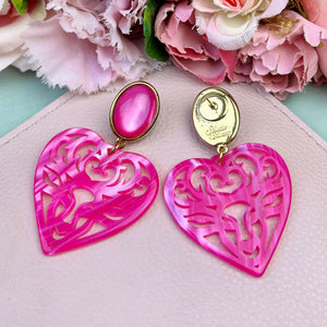 Pinke Hirsch-Ohrringe mit Herz-Ornament von AmuseToi