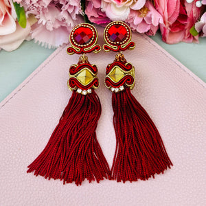 Orientalisch anmutende QuastenOhrringe in Rot und Gold