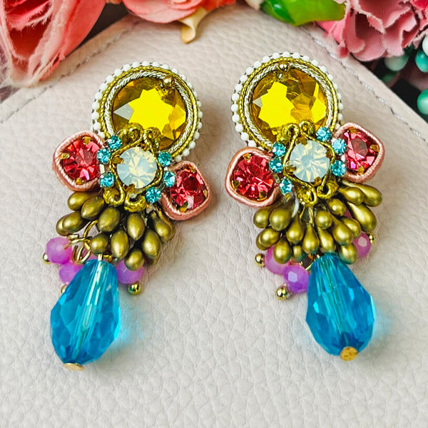 Zeitlose Soutache-Ohrringe in Blau, Pink, Gelb und Gold