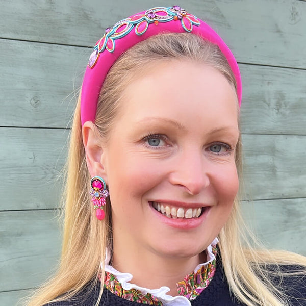 Zeitlose Soutache-Ohrringe in leuchtendem Pink, Türkis, Grün und Flieder