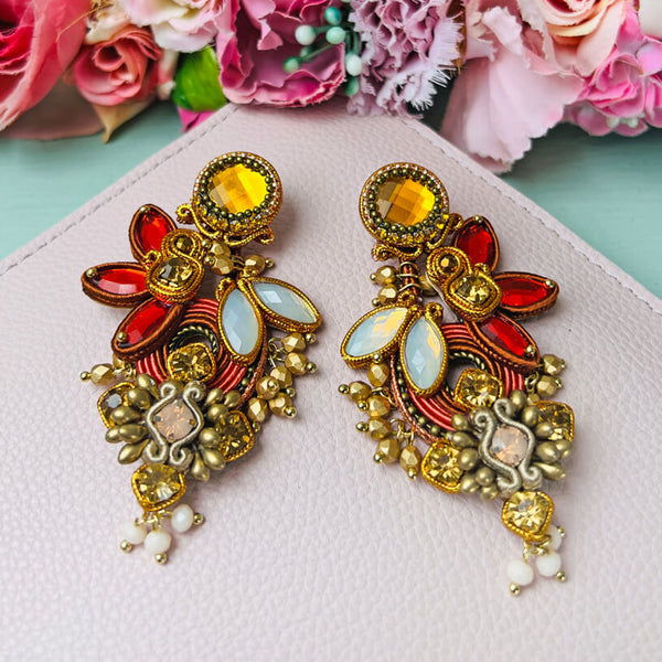 Große Soutache-Ohrringe in Gold, Champagner und Braun