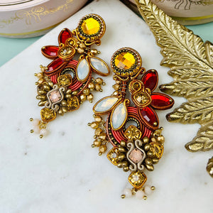 Große Soutache-Ohrringe in Gold, Champagner und Braun